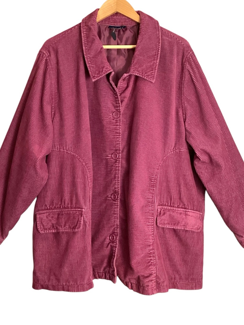 Vintage Denim & Co Berry Corduroy Button Front Chore Jacket Lined Pockets XL